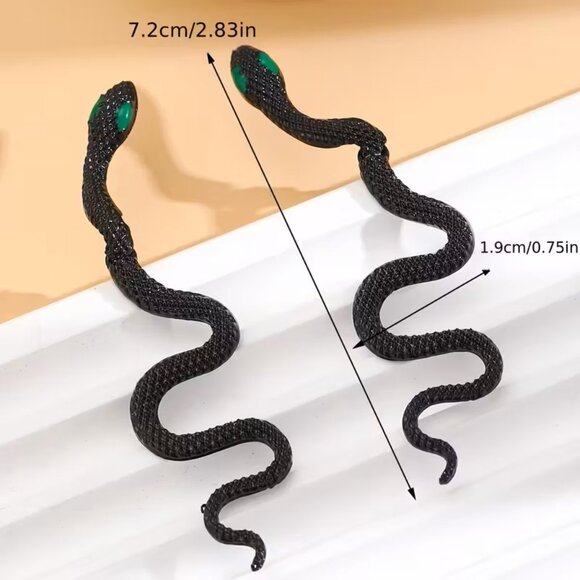 Snake Earrings Spiral Retro Unique Trendy Stylish Goddess Reptile Bold Statement - Picture 3 of 4